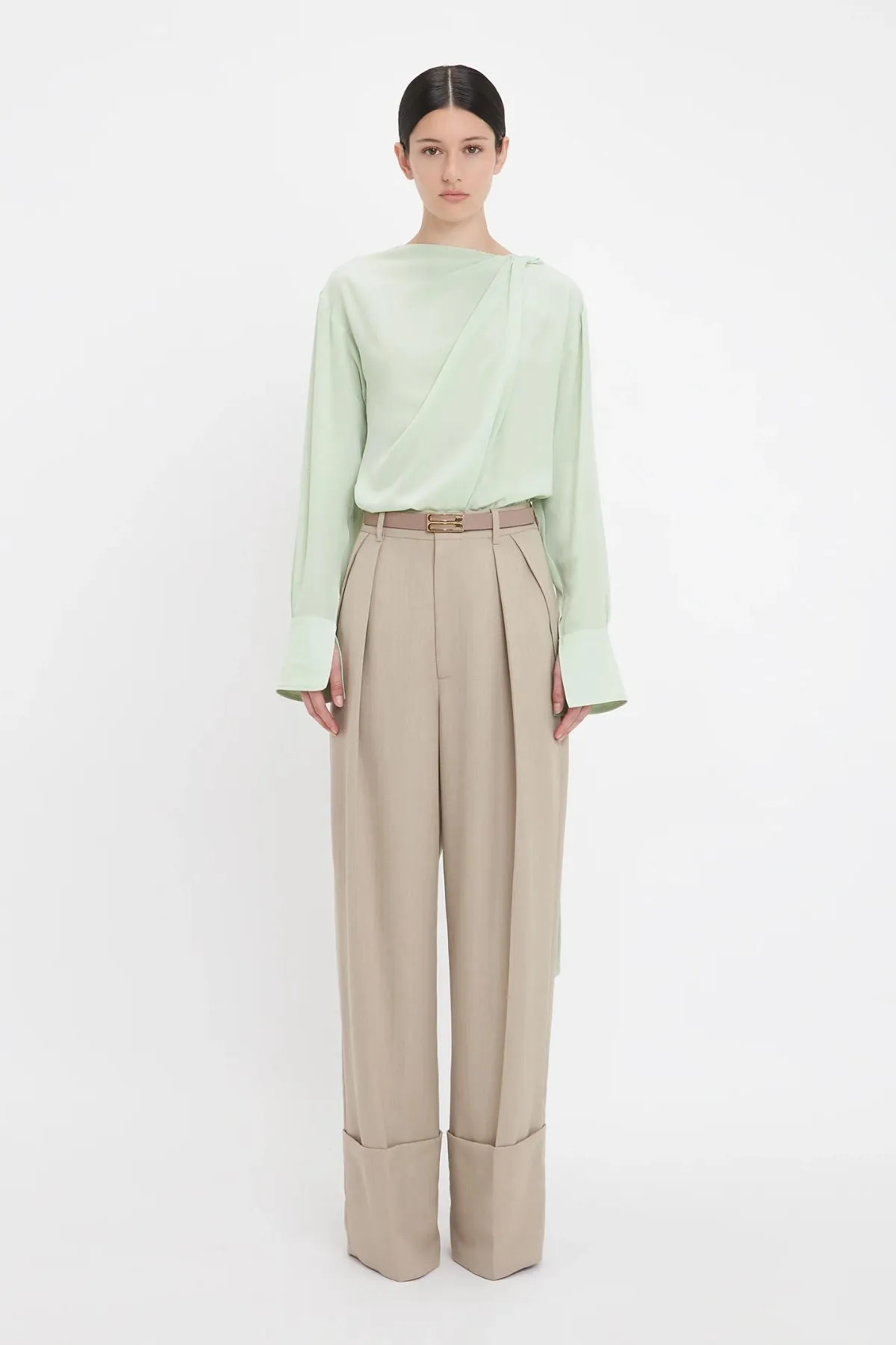 Victoria Beckham Twist Detail Scarf Top - Jade