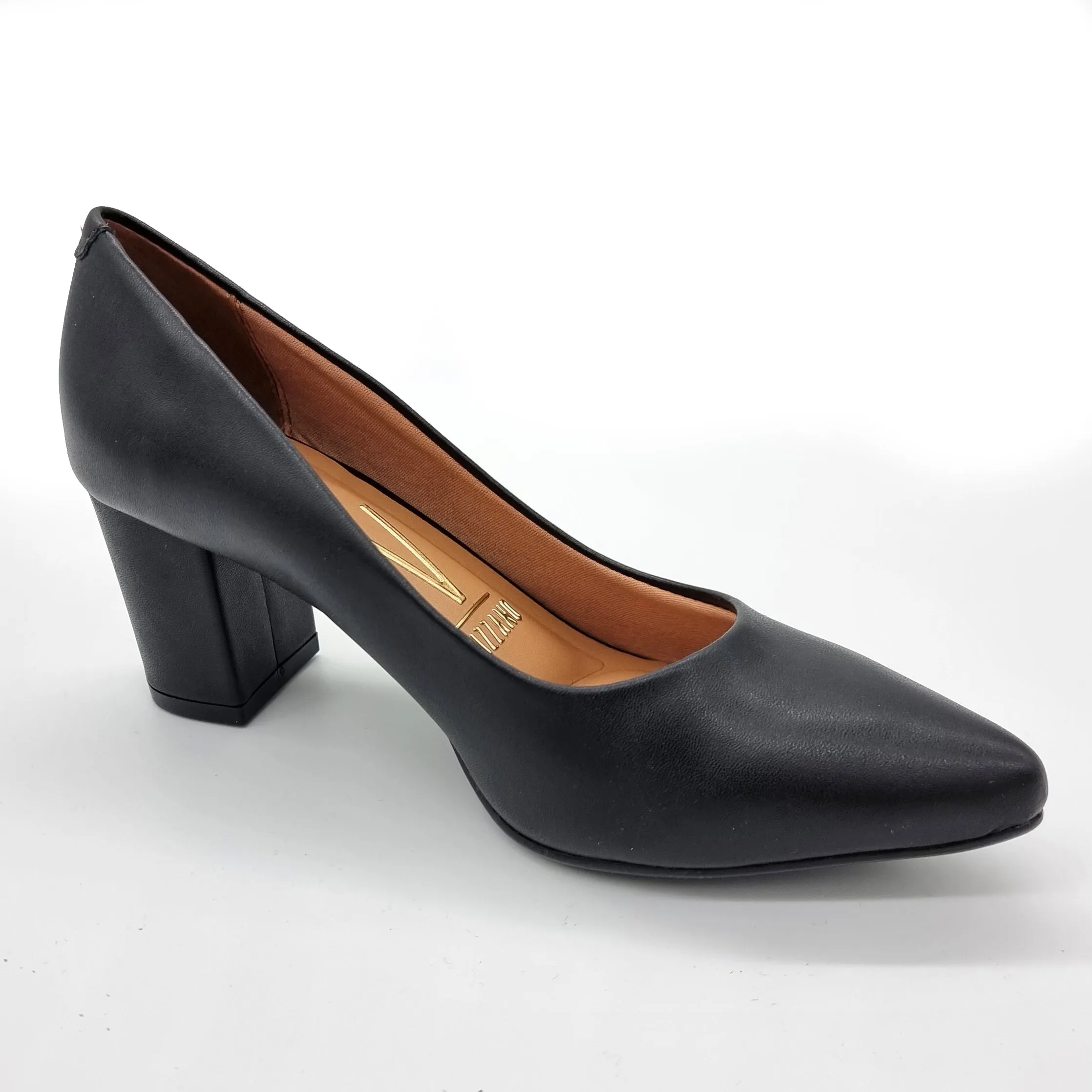 Vizzano 1290-500 Pointy Toe Block Heel Pump in Black Napa