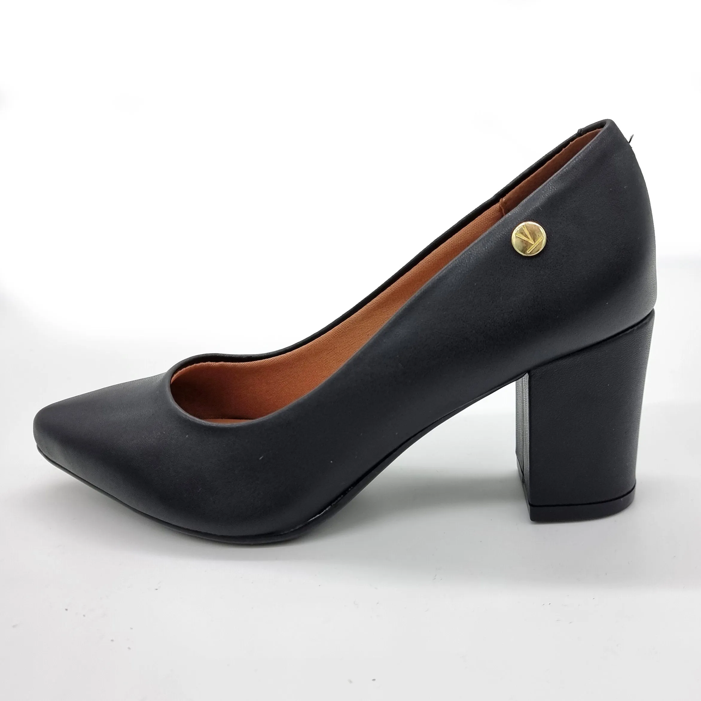 Vizzano 1290-500 Pointy Toe Block Heel Pump in Black Napa