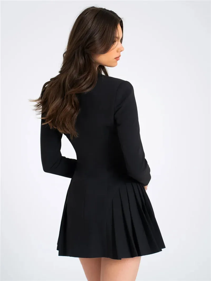 Vogue V-Neck Tuxedo Mini Dress