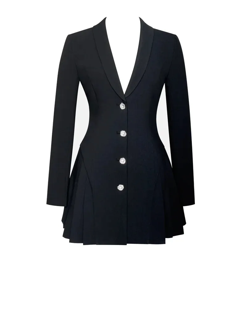 Vogue V-Neck Tuxedo Mini Dress