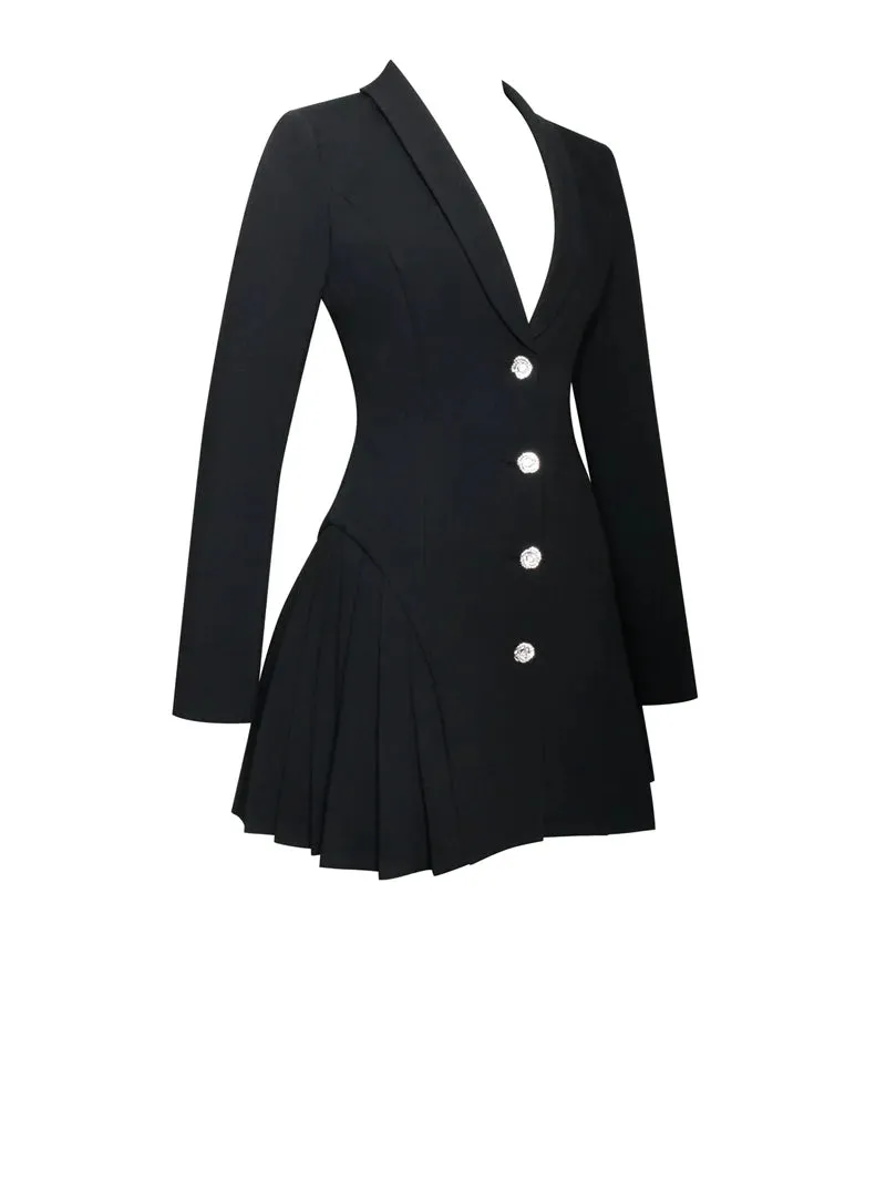 Vogue V-Neck Tuxedo Mini Dress