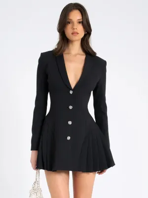 Vogue V-Neck Tuxedo Mini Dress