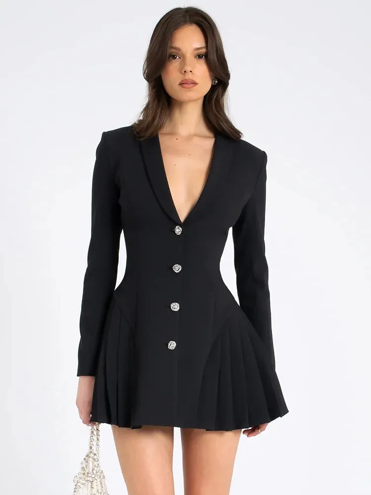 Vogue V-Neck Tuxedo Mini Dress