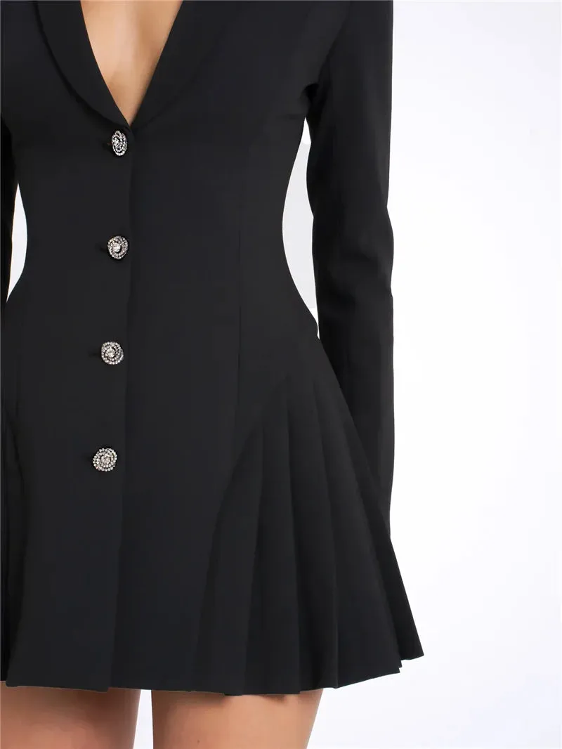 Vogue V-Neck Tuxedo Mini Dress