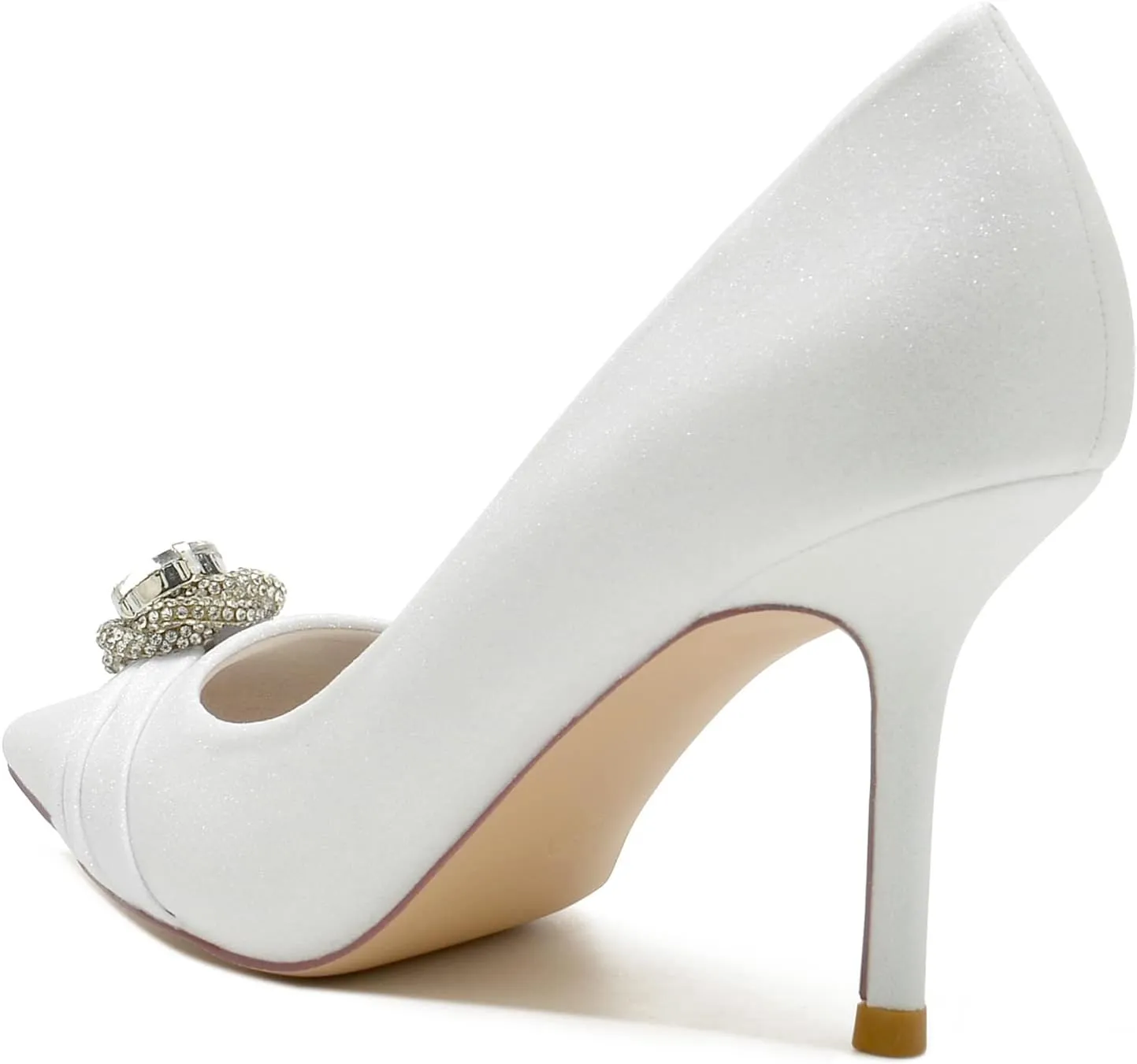 Wedding Bridal Heels Women Pointed Toe High Heel Pumps Satin Ankle Strap Evening Party Dress Stiletto Heel Shoes 8.5Cm
