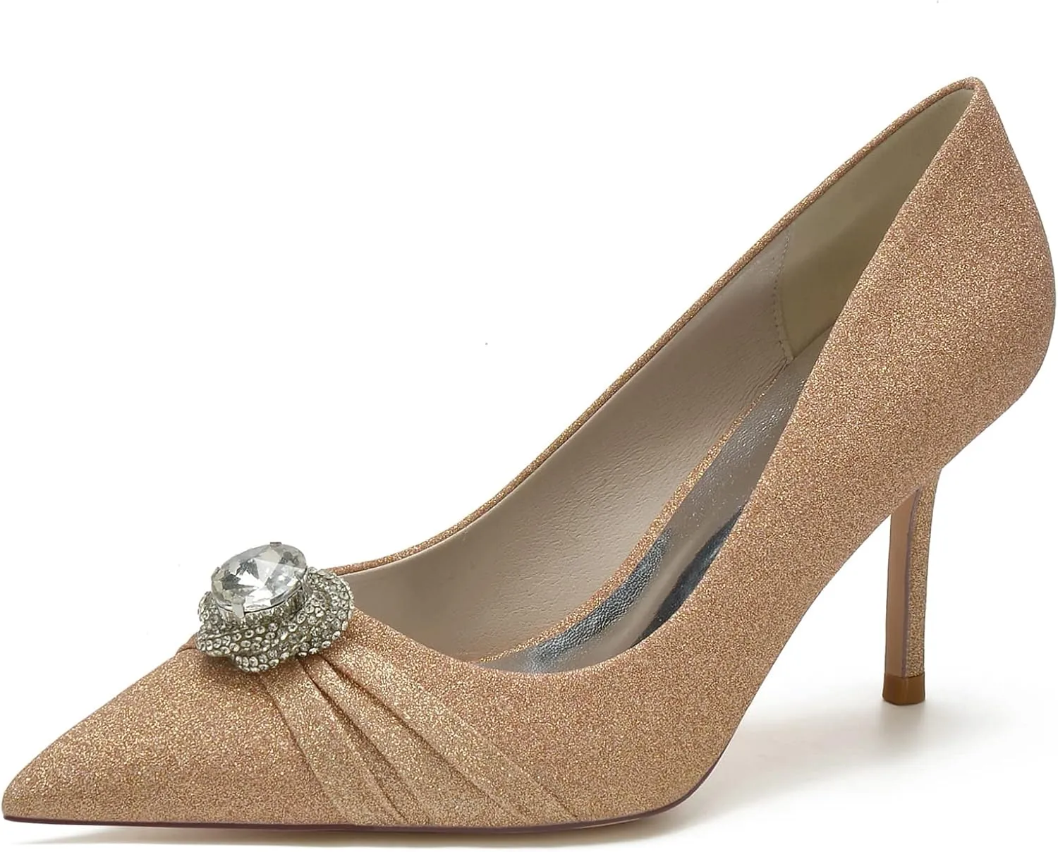 Wedding Bridal Heels Women Pointed Toe High Heel Pumps Satin Ankle Strap Evening Party Dress Stiletto Heel Shoes 8.5Cm