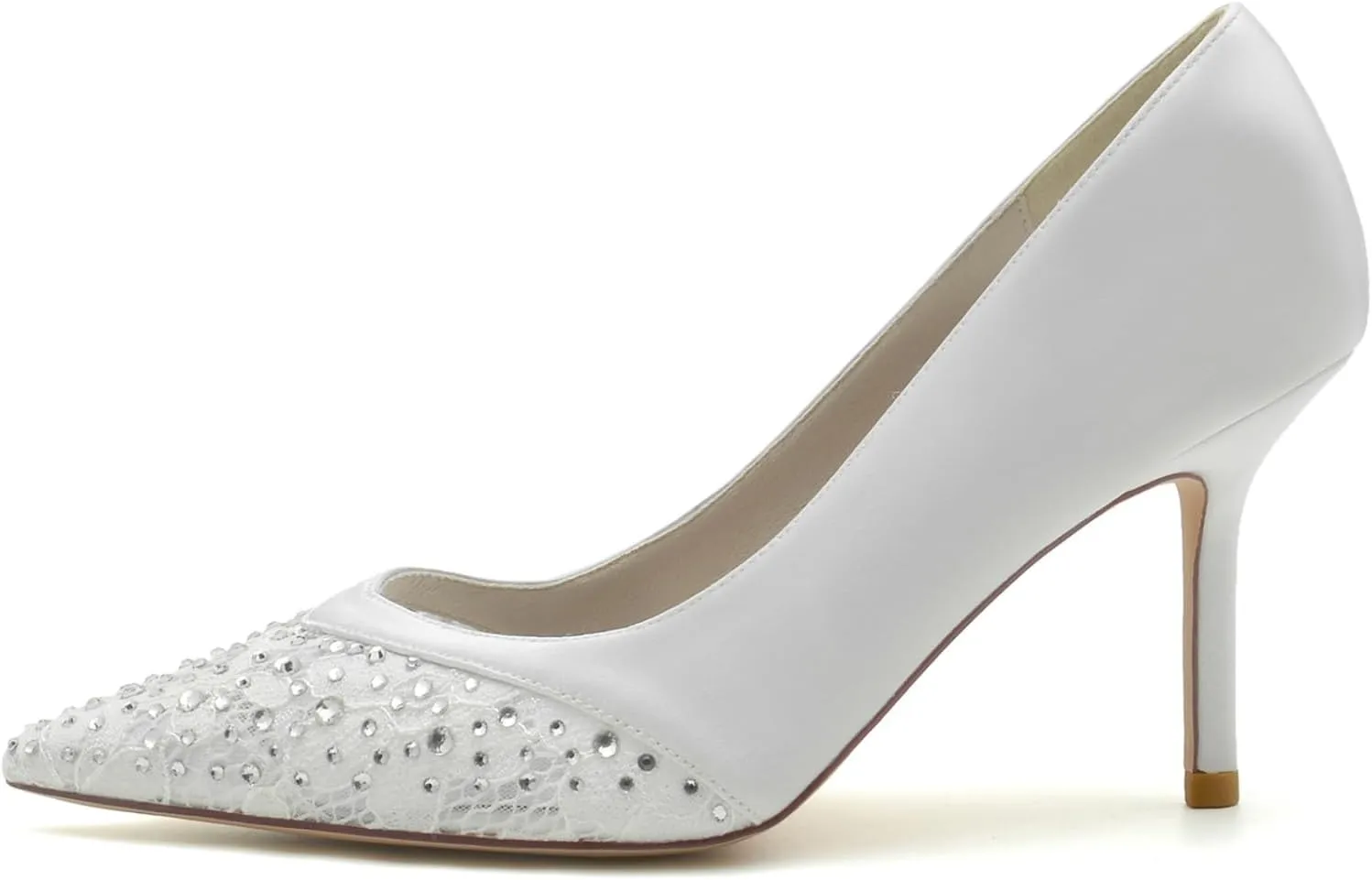 Wedding Bridal Shoes Women's Pumps Pointy Toe Bridal Heels Wedding Dress Shoes Slip on Stiletto Pumps 8.5Cm