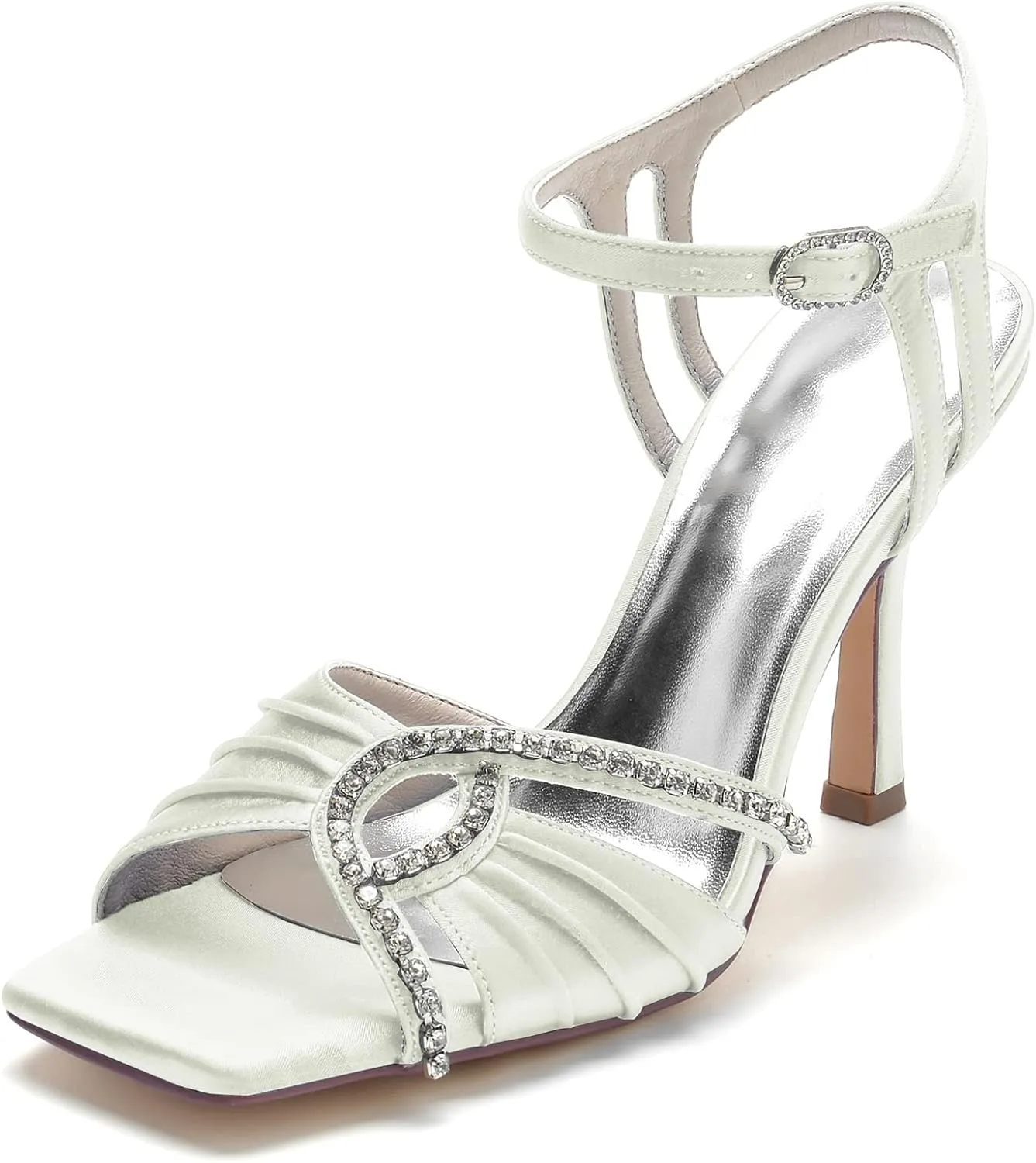 Wedding Bride Shoes Women's Satin Heels Prom Party Dress Stiletto Pumps Evening Cocktail Party Heels Sandal 9.5Cm