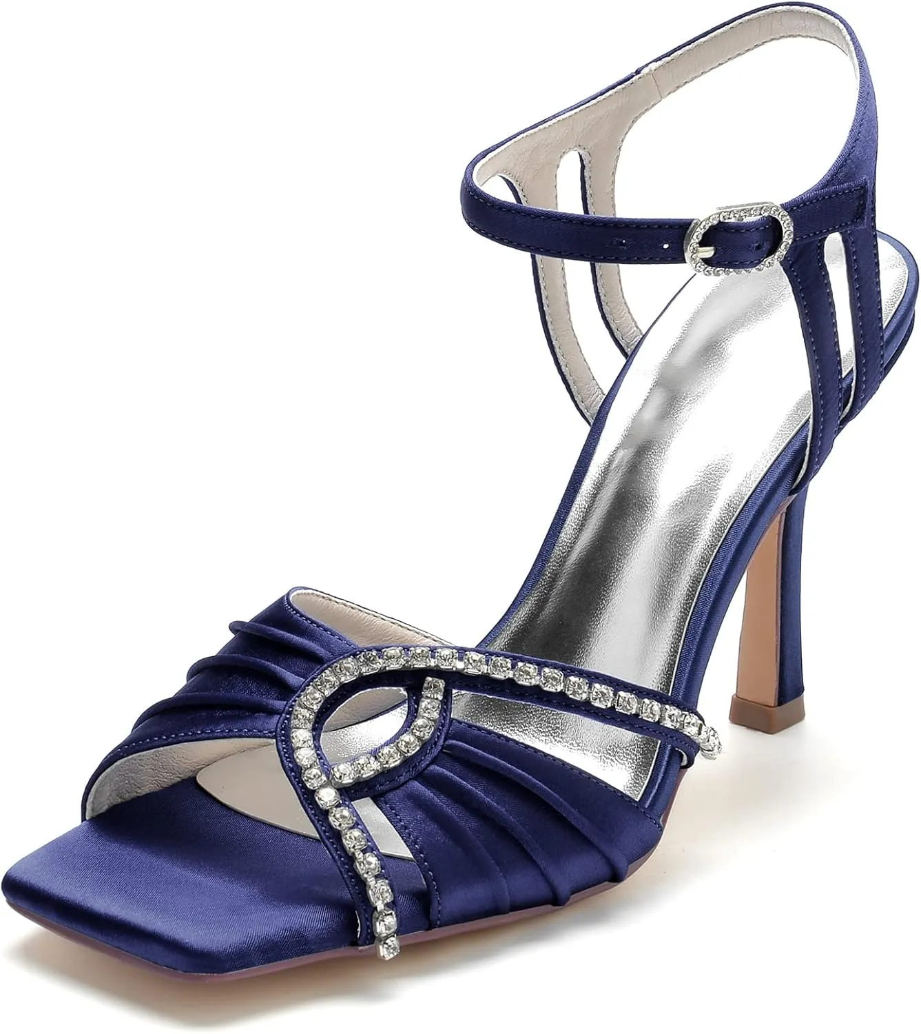 Wedding Bride Shoes Women's Satin Heels Prom Party Dress Stiletto Pumps Evening Cocktail Party Heels Sandal 9.5Cm