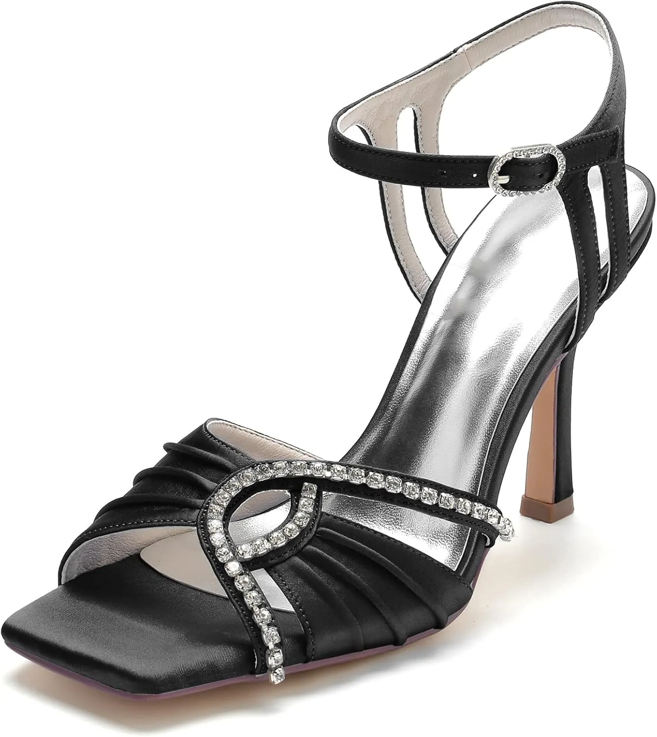 Wedding Bride Shoes Women's Satin Heels Prom Party Dress Stiletto Pumps Evening Cocktail Party Heels Sandal 9.5Cm