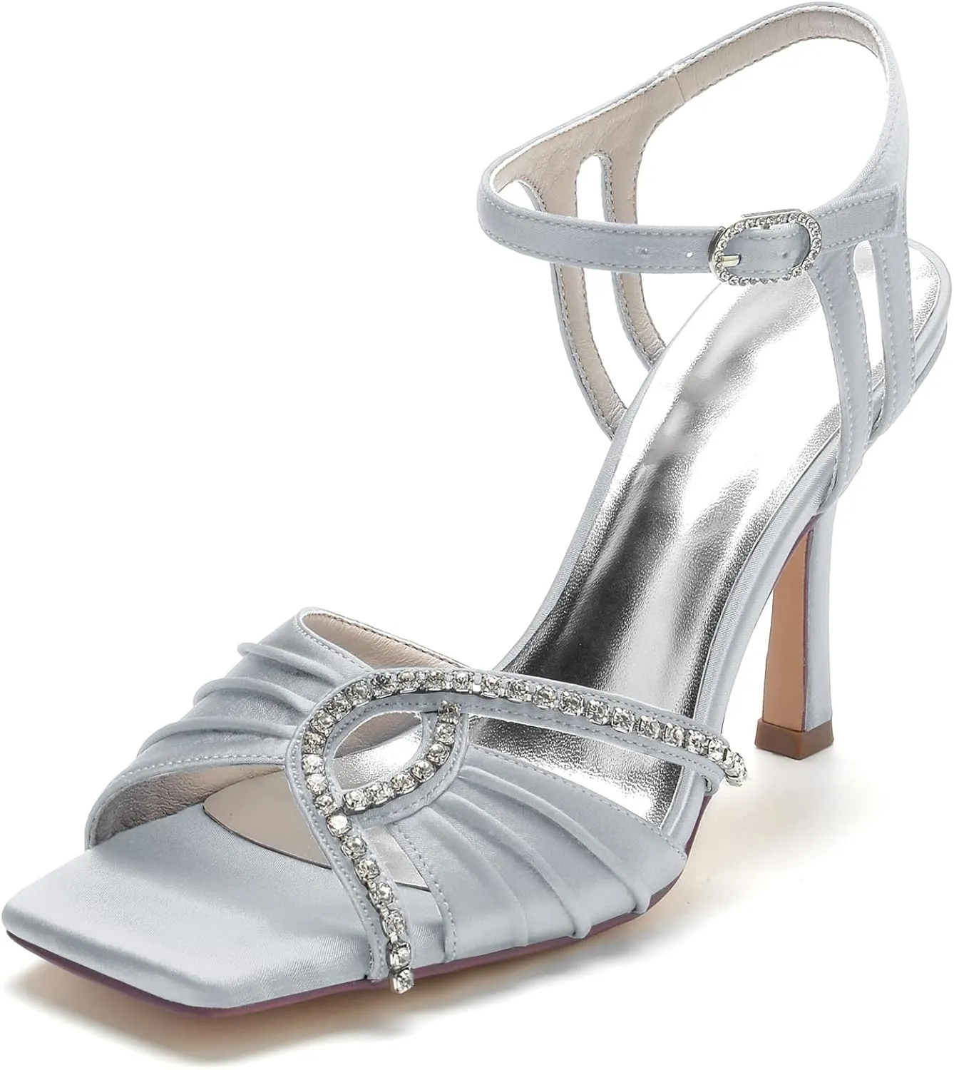 Wedding Bride Shoes Women's Satin Heels Prom Party Dress Stiletto Pumps Evening Cocktail Party Heels Sandal 9.5Cm