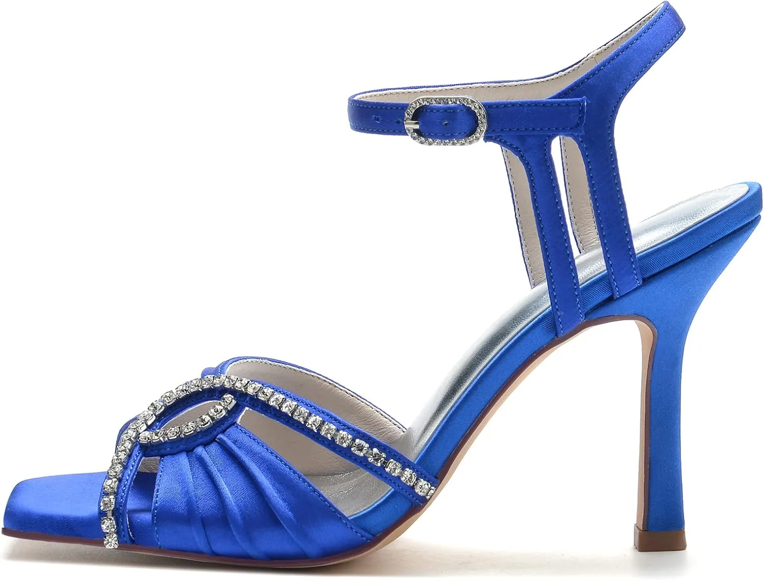 Wedding Bride Shoes Women's Satin Heels Prom Party Dress Stiletto Pumps Evening Cocktail Party Heels Sandal 9.5Cm