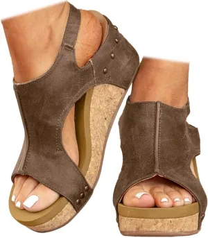 Wedge Sandals for Women 2025,Womens Comfy Orthopedic Summer Platform Cork Wedges Sandals Ladies Comfortable Women's Heels Ankle Strap Open Toe Casual Dressy Beach Shoes