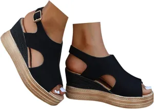 Wedge Sandals for Women Espadrilles Orthopedic Sandals Platform Wedges Comfortable Summer Casual Heels Sandals Dressy Open Toe Ankle Strap Low Wedge Outdoor Beach Shoes
