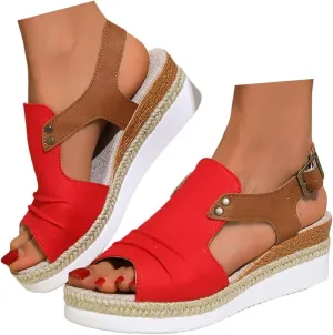 Wedge Sandals for Women Espadrilles Orthopedic Sandals Platform Wedges Comfortable Summer Casual Heels Sandals Dressy Open Toe Ankle Strap Low Wedge Outdoor Beach Shoes