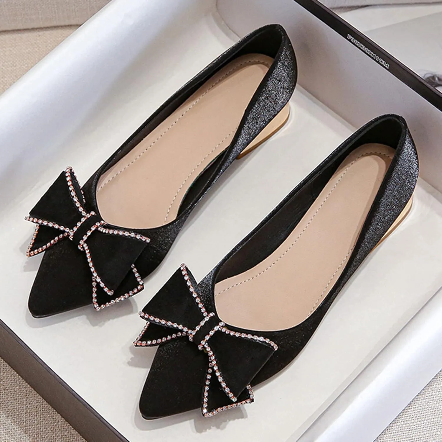 WENJIAZHIZHI Bow-Knot Pumps Heels Shoes for Womens Chunky Low Block Heels for Women Wedding Dressy Pumps Shoes Sexy Closed Toe