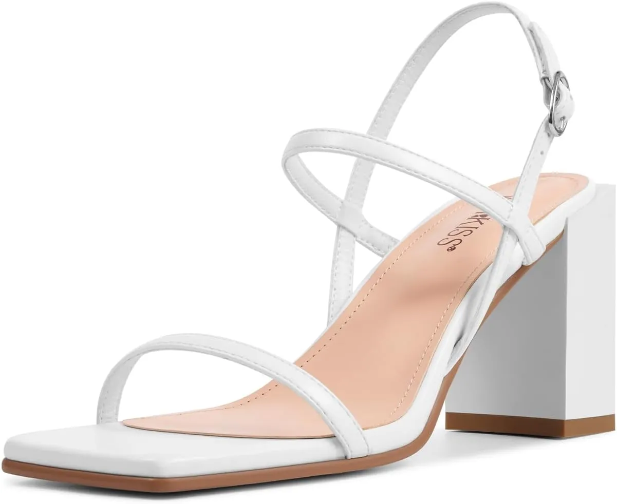 wetkiss Chunky Heels for Women, with Square Toe, Ankle Strap and Chunky Heel Design, Comfortable and Sassy