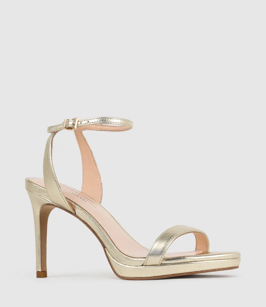 WHISPER90 Single Strap Platform Sandal in Pale Gold