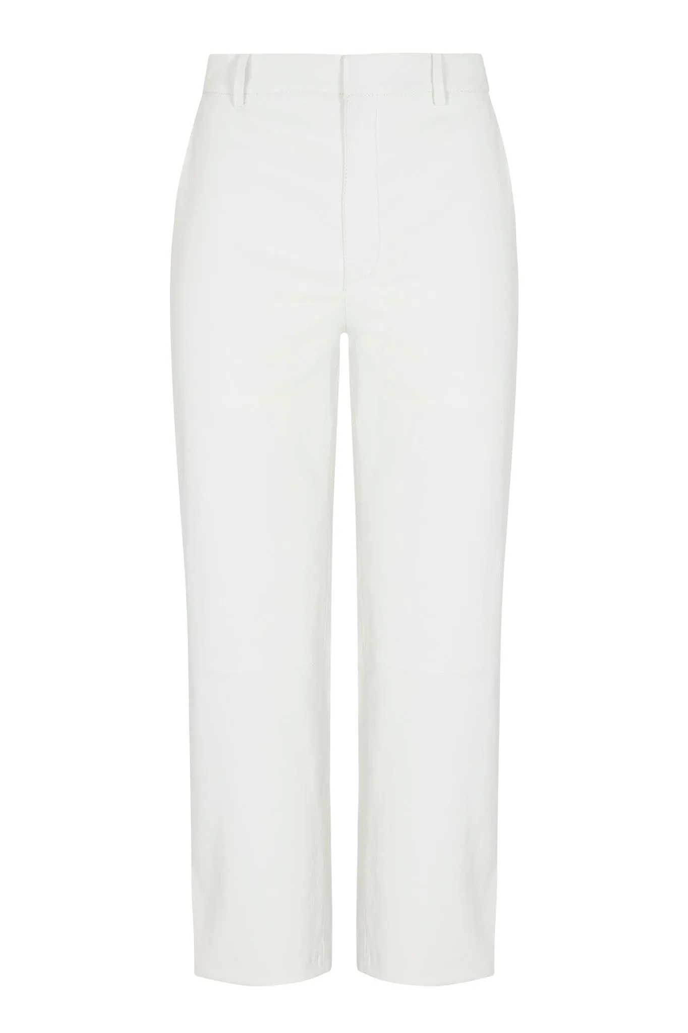 White Leather Cropped Trousers