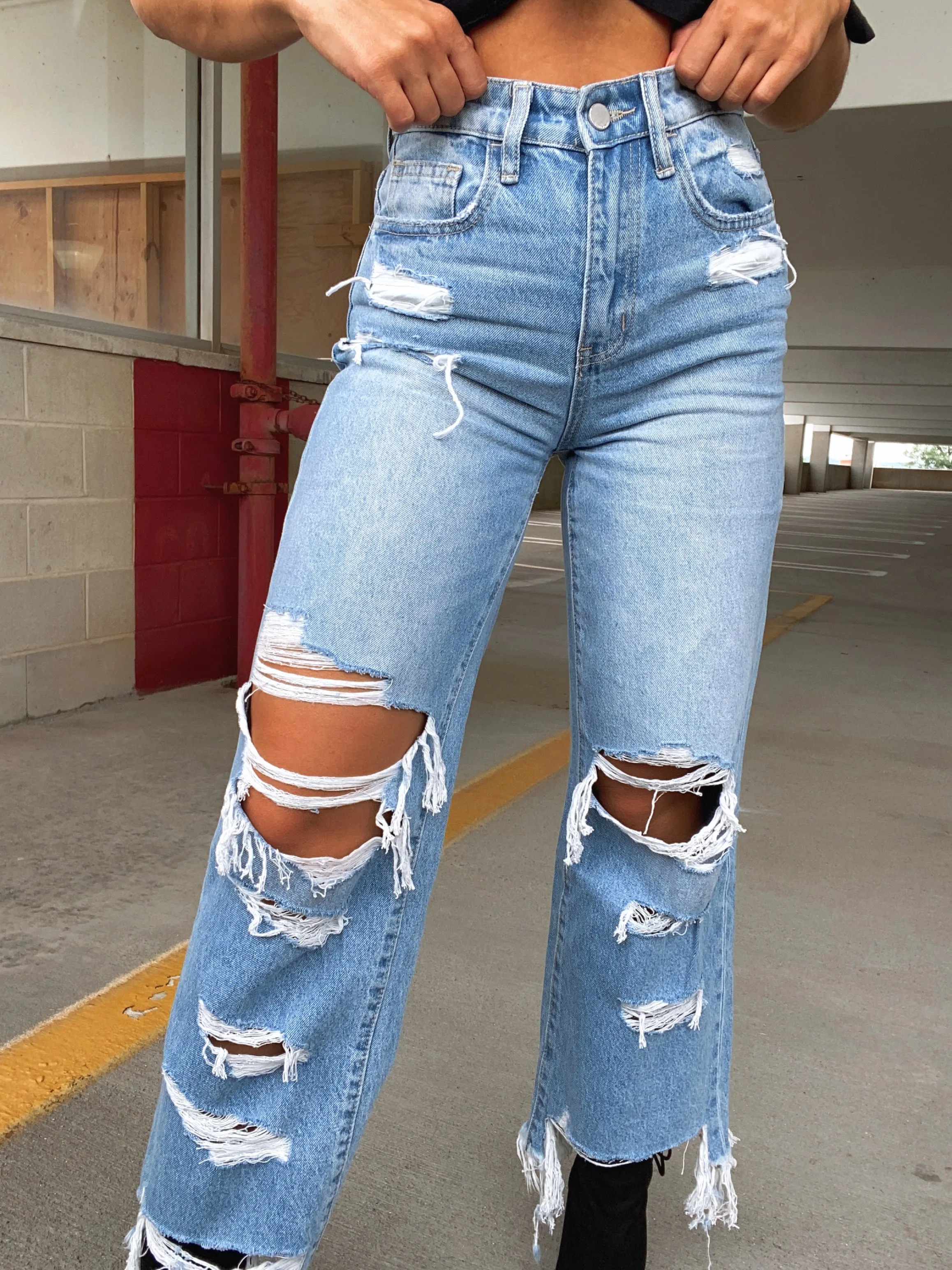 Wild and Free Wide leg Distressed Jeans