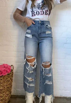 Wild and Free Wide leg Distressed Jeans