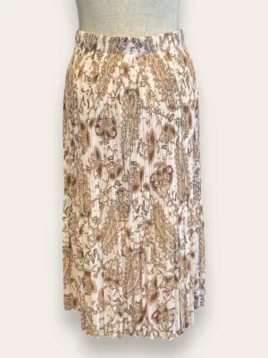 WITCHERY Cream paisley pleated Skirt 8