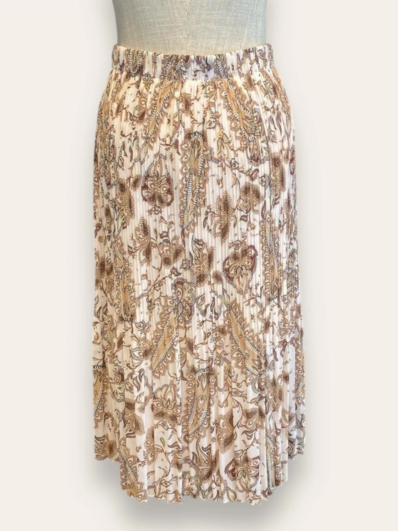 WITCHERY Cream paisley pleated Skirt 8