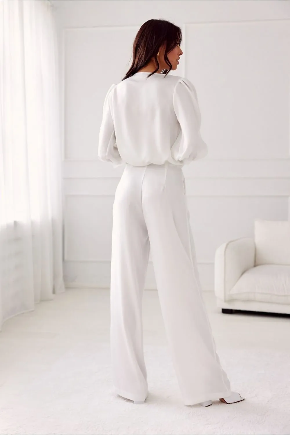 Women delicate satin wide legs pants
