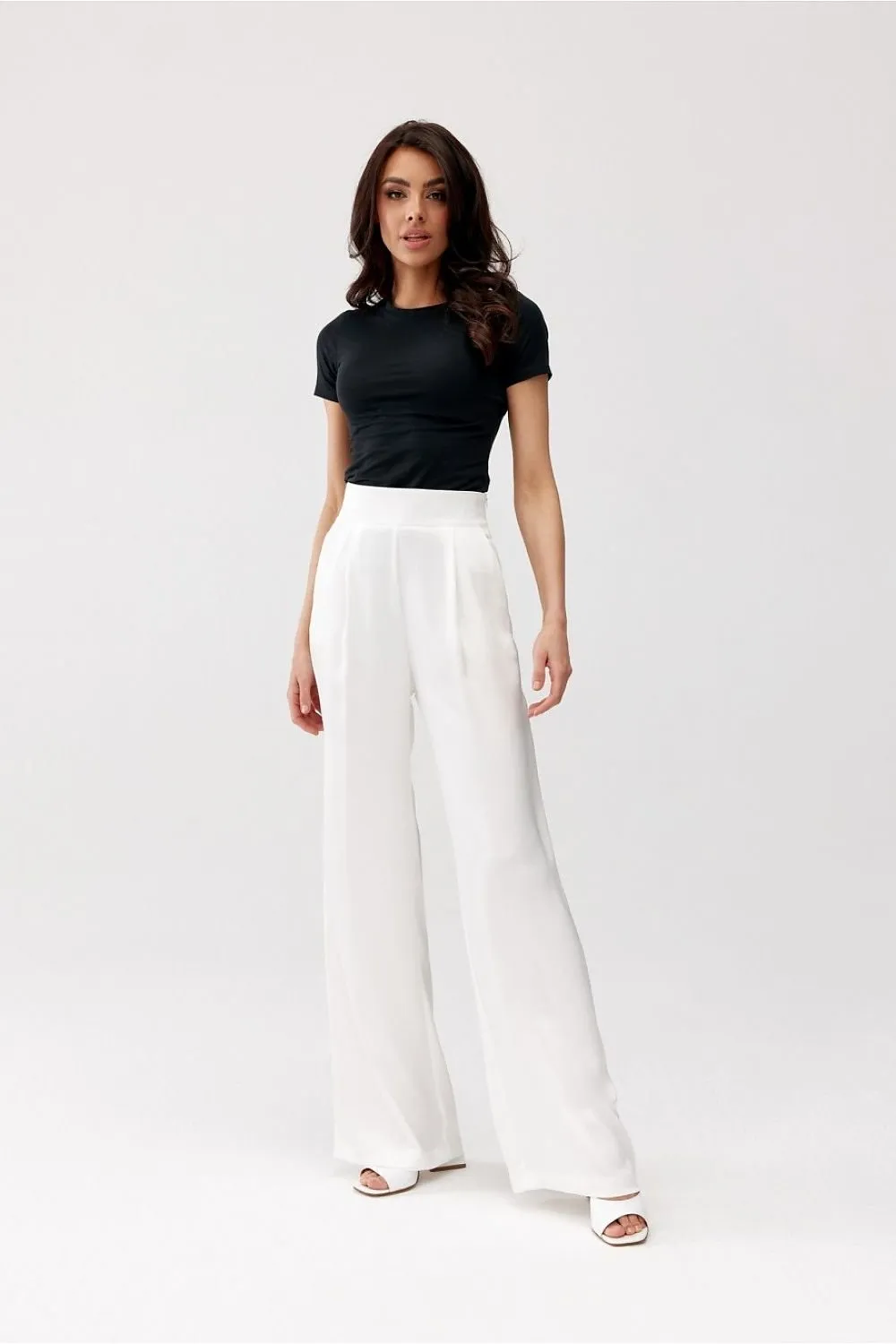 Women delicate satin wide legs pants