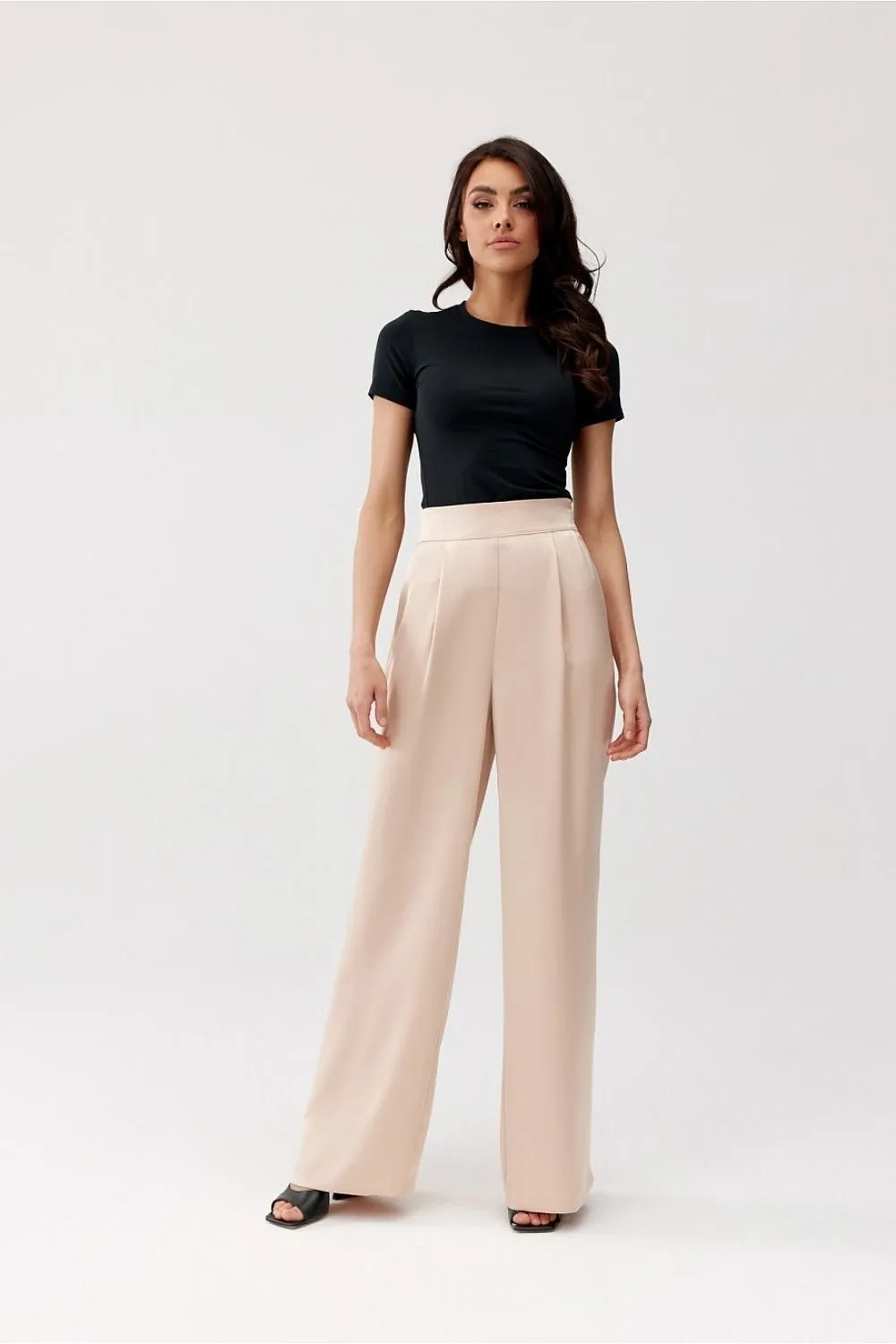 Women delicate satin wide legs pants