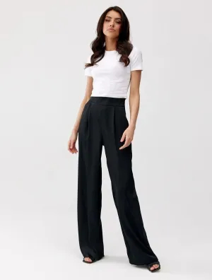 Women delicate satin wide legs pants