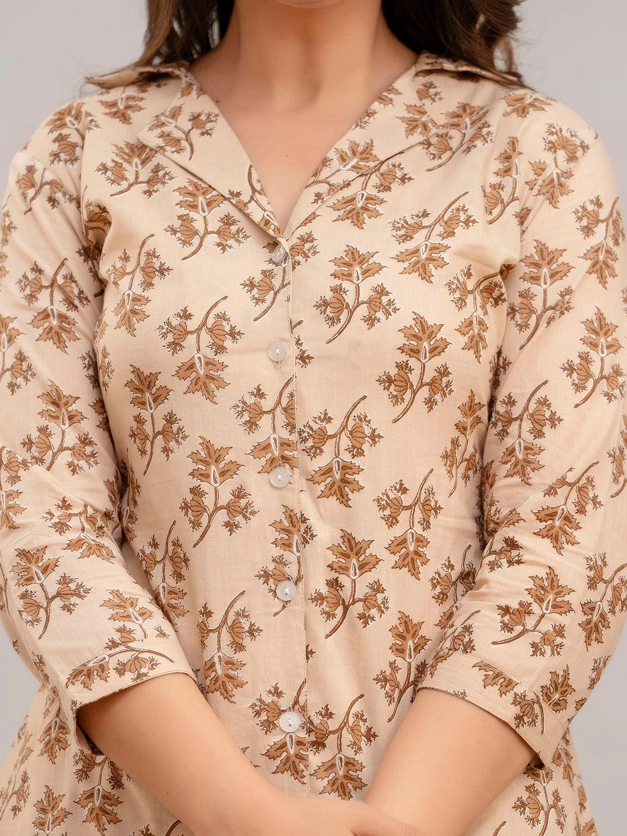 Women Light Fawn Printed Co-ord Set