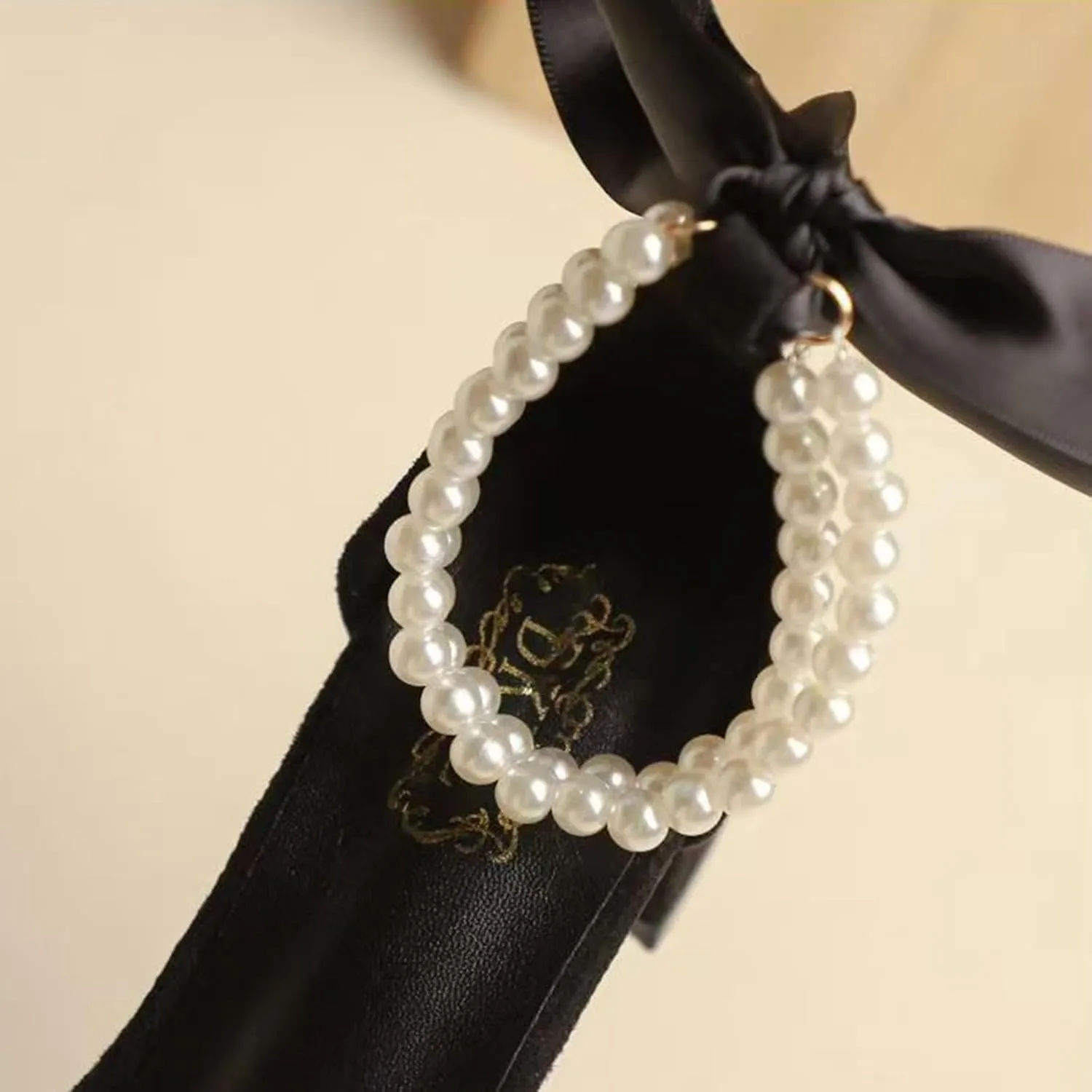 Women Sandals Women Bows Tie High Heels Single Straps Wedding Sandals Pearls Bridal Party Heels