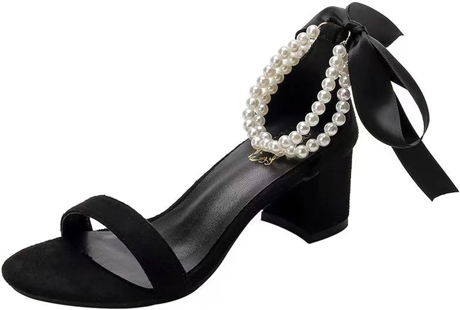 Women Sandals Women Bows Tie High Heels Single Straps Wedding Sandals Pearls Bridal Party Heels