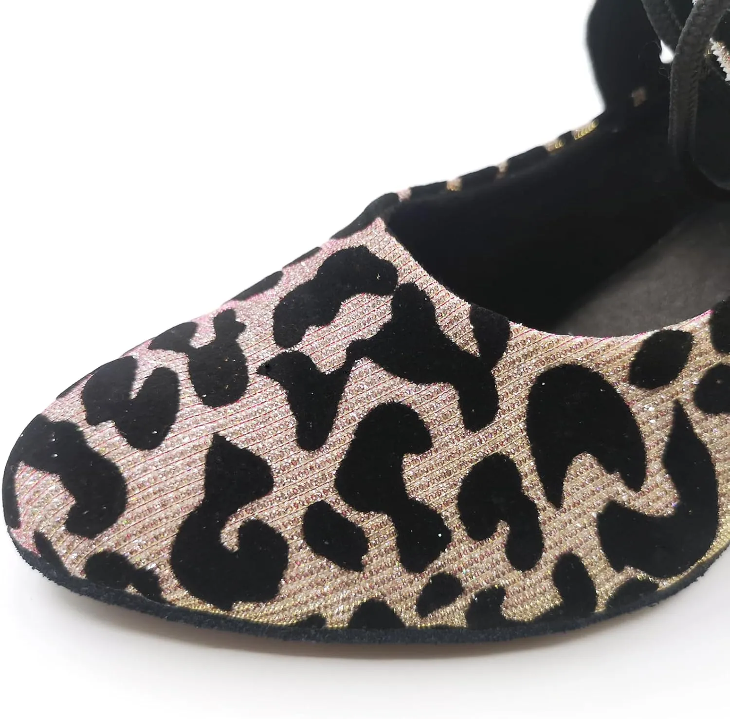 Women's Ballroom Dance Shoes Leopard Glitter Salsa Latin Heels Closed Toe Dress Wedding Party Heels