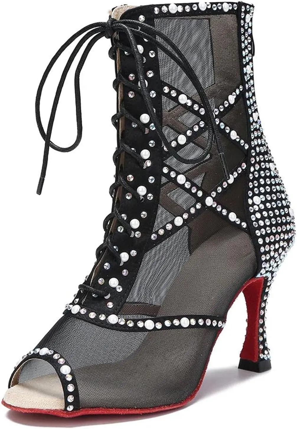 Women's Black Stiletto Boots - Ballroom Salsa Party Heels (8.5CM/3.35")