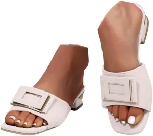 Women's Boho Casual Flat Sandals 2025 Comfortable Fashion Beach Open Toe Summer Slip On Daily Shoes Dress Block Heel Dress Sandals for Outdoor Wedding