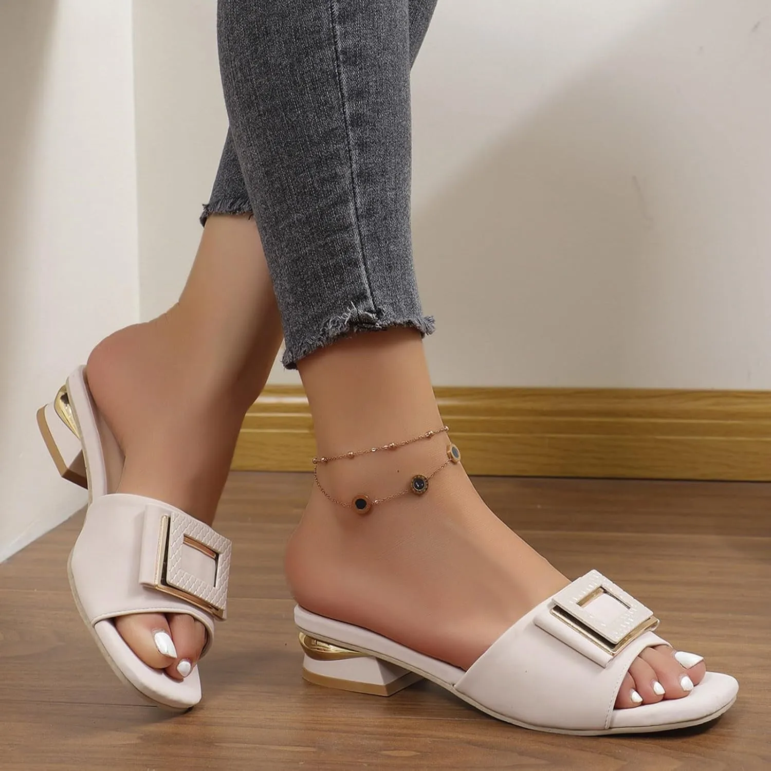 Women's Boho Casual Flat Sandals 2025 Comfortable Fashion Beach Open Toe Summer Slip On Daily Shoes Dress Block Heel Dress Sandals for Outdoor Wedding