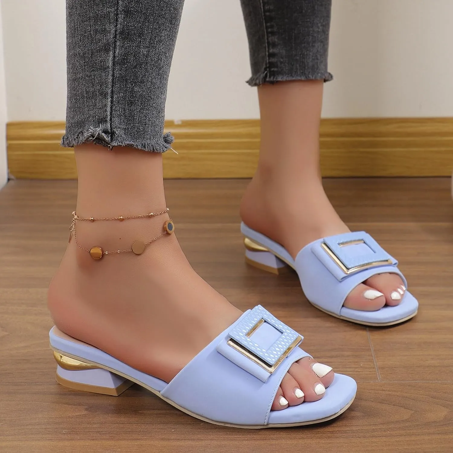 Women's Boho Casual Flat Sandals 2025 Comfortable Fashion Beach Open Toe Summer Slip On Daily Shoes Dress Block Heel Dress Sandals for Outdoor Wedding