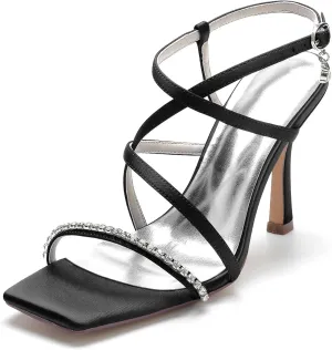 Womens Bridal Heels Sandals Peep Toe Wedding Heels Stiletto Heel Summer Wedding Shoes 9.5Cm