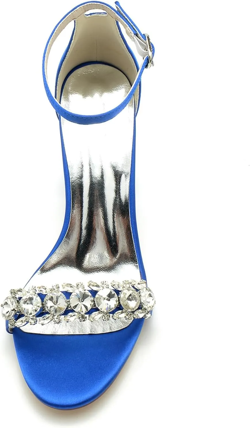 Women's Chunky High Block Heel Wedding Shoes for Bride Rhinestone Ankle Strap Bridal Heels Open Toe Wedding Heeled Sandals