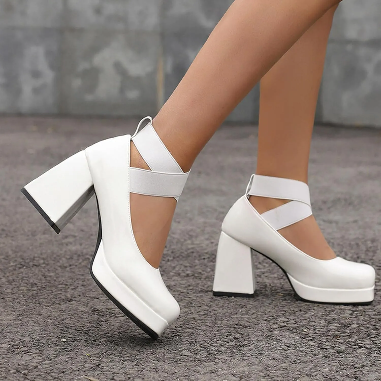 Women'S Chunky Low Heels Open Toe Heels Ladies Casual Shoes Chunky Heeled Elasticated Square Head High Heels Sandals