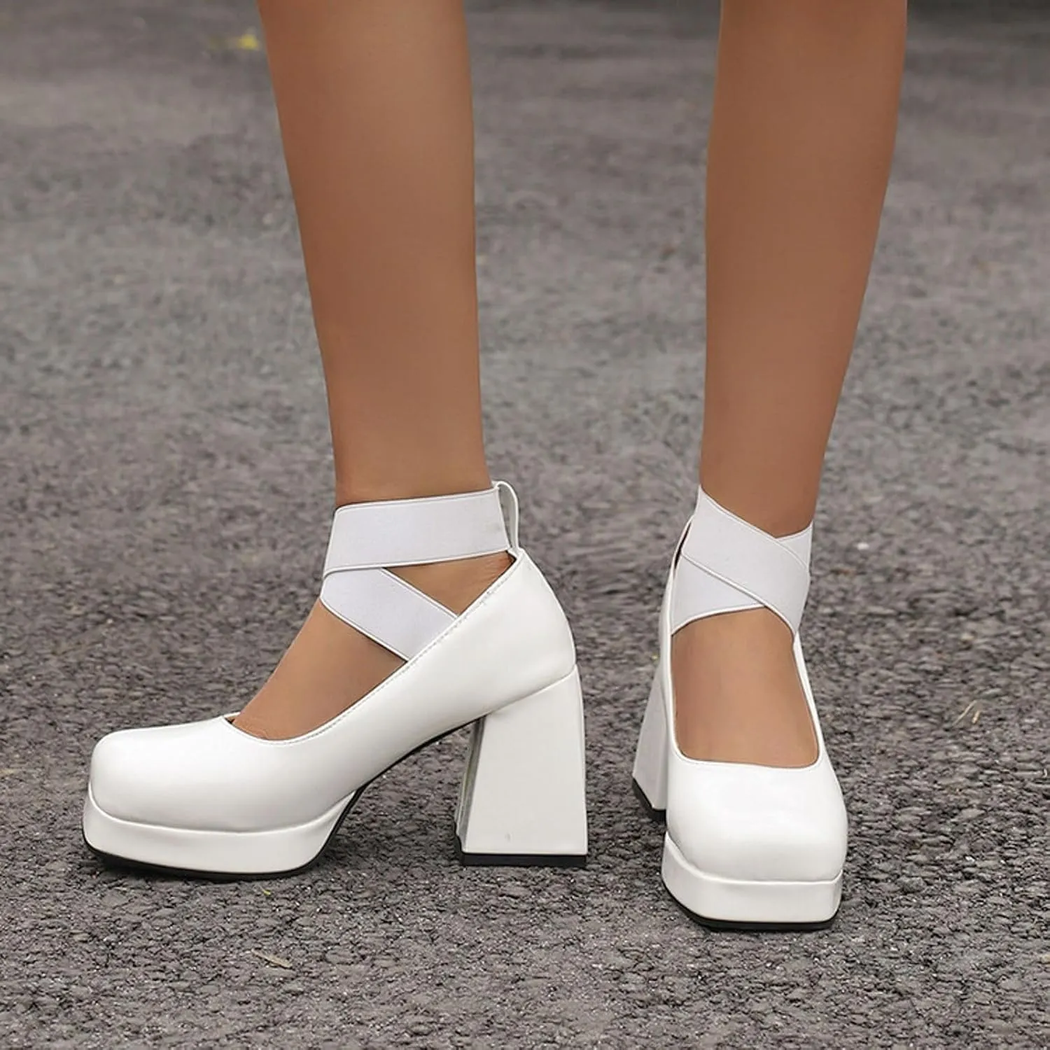 Women'S Chunky Low Heels Open Toe Heels Ladies Casual Shoes Chunky Heeled Elasticated Square Head High Heels Sandals