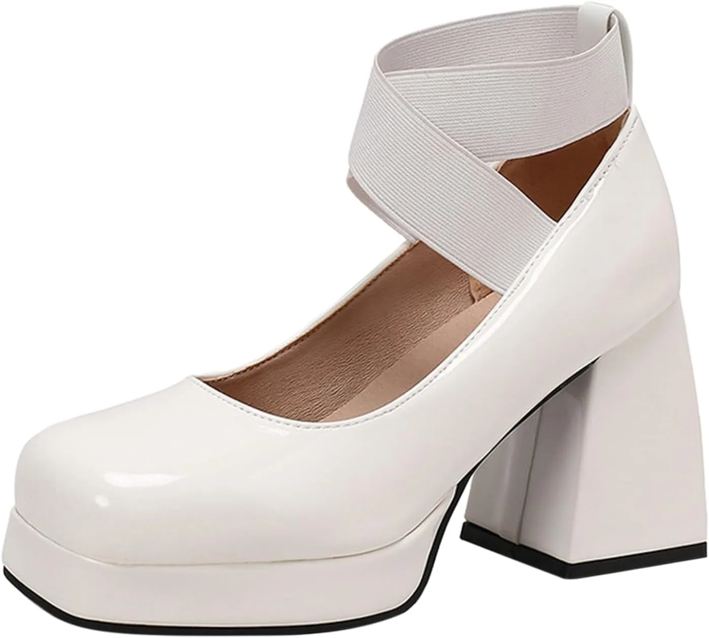 Women'S Chunky Low Heels Open Toe Heels Ladies Casual Shoes Chunky Heeled Elasticated Square Head High Heels Sandals