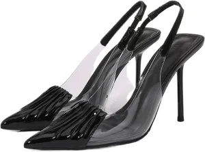 Women's Clear Pointed Toe Heels Sandals Slingback Strappy Stiletto Heels Wedding Party Dress Sandals Shoes