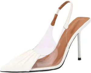 Women's Clear Pointed Toe Heels Sandals Slingback Strappy Stiletto Heels Wedding Party Dress Sandals Shoes