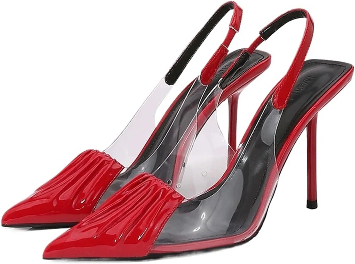 Women's Clear Pointed Toe Heels Sandals Slingback Strappy Stiletto Heels Wedding Party Dress Sandals Shoes