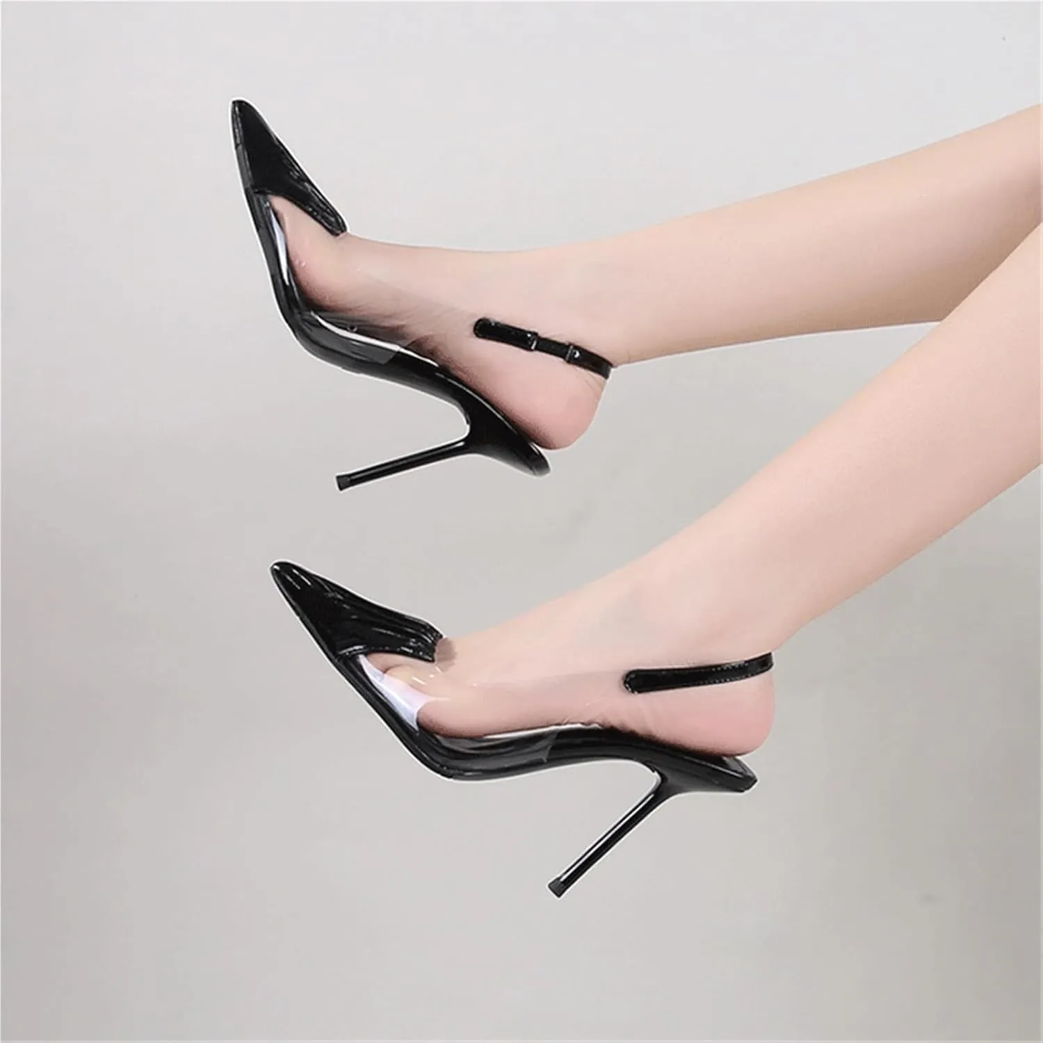 Women's Clear Pointed Toe Heels Sandals Slingback Strappy Stiletto Heels Wedding Party Dress Sandals Shoes
