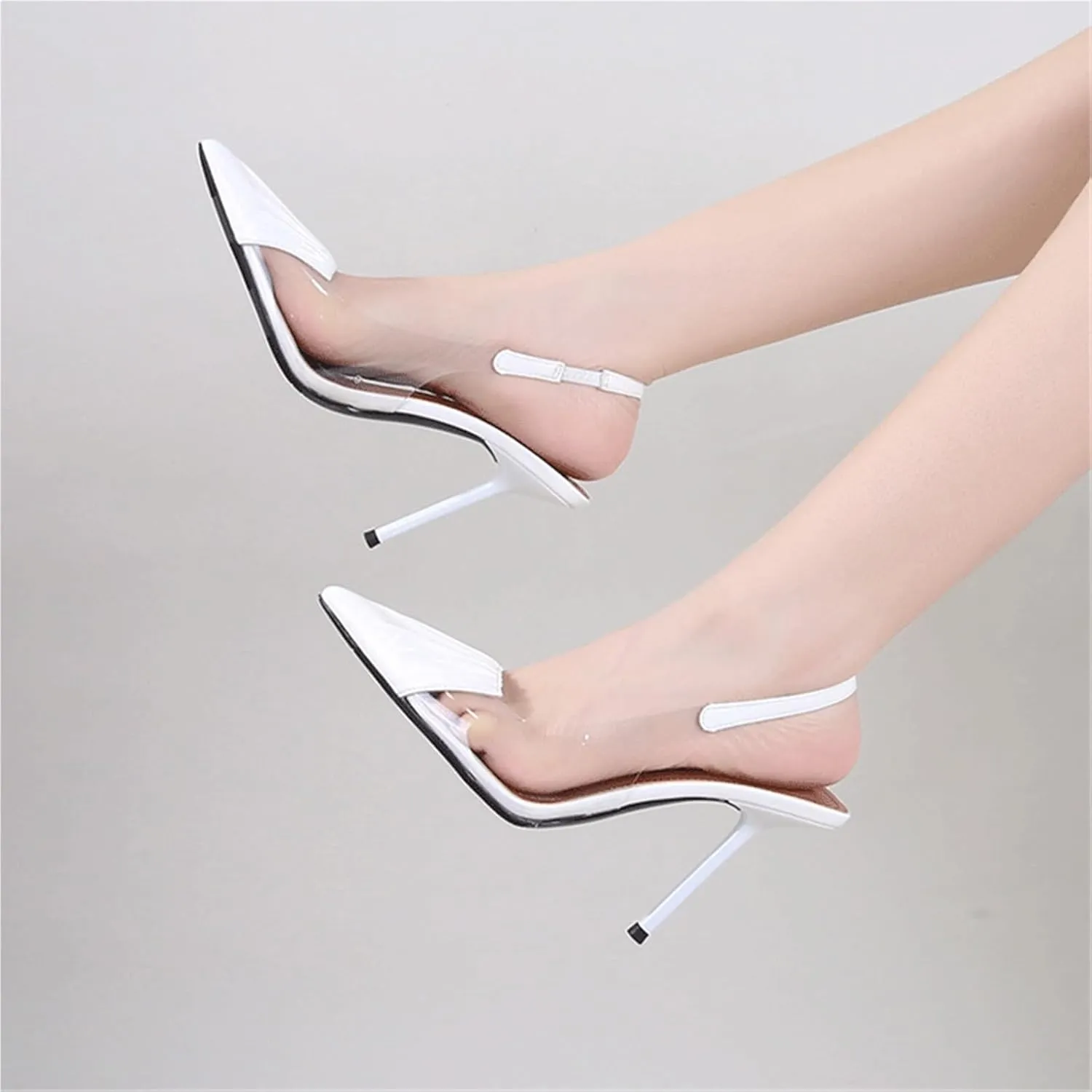 Women's Clear Pointed Toe Heels Sandals Slingback Strappy Stiletto Heels Wedding Party Dress Sandals Shoes